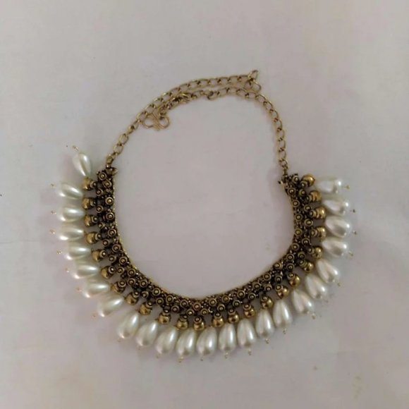 Choker Necklace With Pearls, Statement Collar Necklace, Oxidized Jewelry - Picture 7 of 8